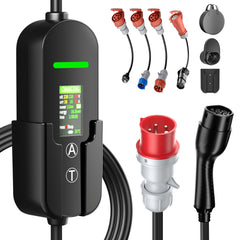 NOEIFEVO Typ2 Mobile Wallbox 11 kW 3-Phasen mit EU-Reiseadapter (CEE32/CEE16A/Schuko/Type2 Stecker), 8-16 A Einstellbarer Ladestrom, 1-12 Stunden Verzögerungs-Ladung, CEE 16A auf Typ2 Tragbarer EV-Ladegerät mit 5m Ladekabel, Für alle Typ2 EV & PHEV