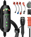 NOEIFEVO Master Traveller EV Wallbox 11kW mit Tesla Unlock-Taste, Mobile Ladestation 3-Phasen 400V (6-16A einstellbar), 5m/10m Type 2 Ladekabel mit EU-Reiseadapter (CEE32/CEE16A/Schuko/Type2 Stecker).