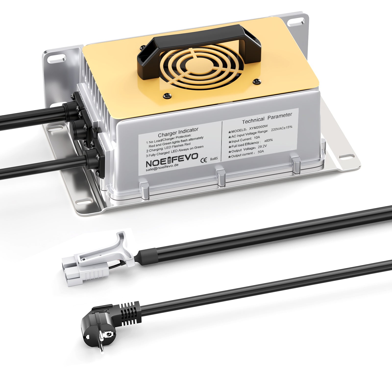 NOEIFEVO 29.2V 50A Schnell-Ladegerät für 24V 25.6V Lithium  LiFePO4 Batterie, wasserdicht, 0V BMS Aktivieren