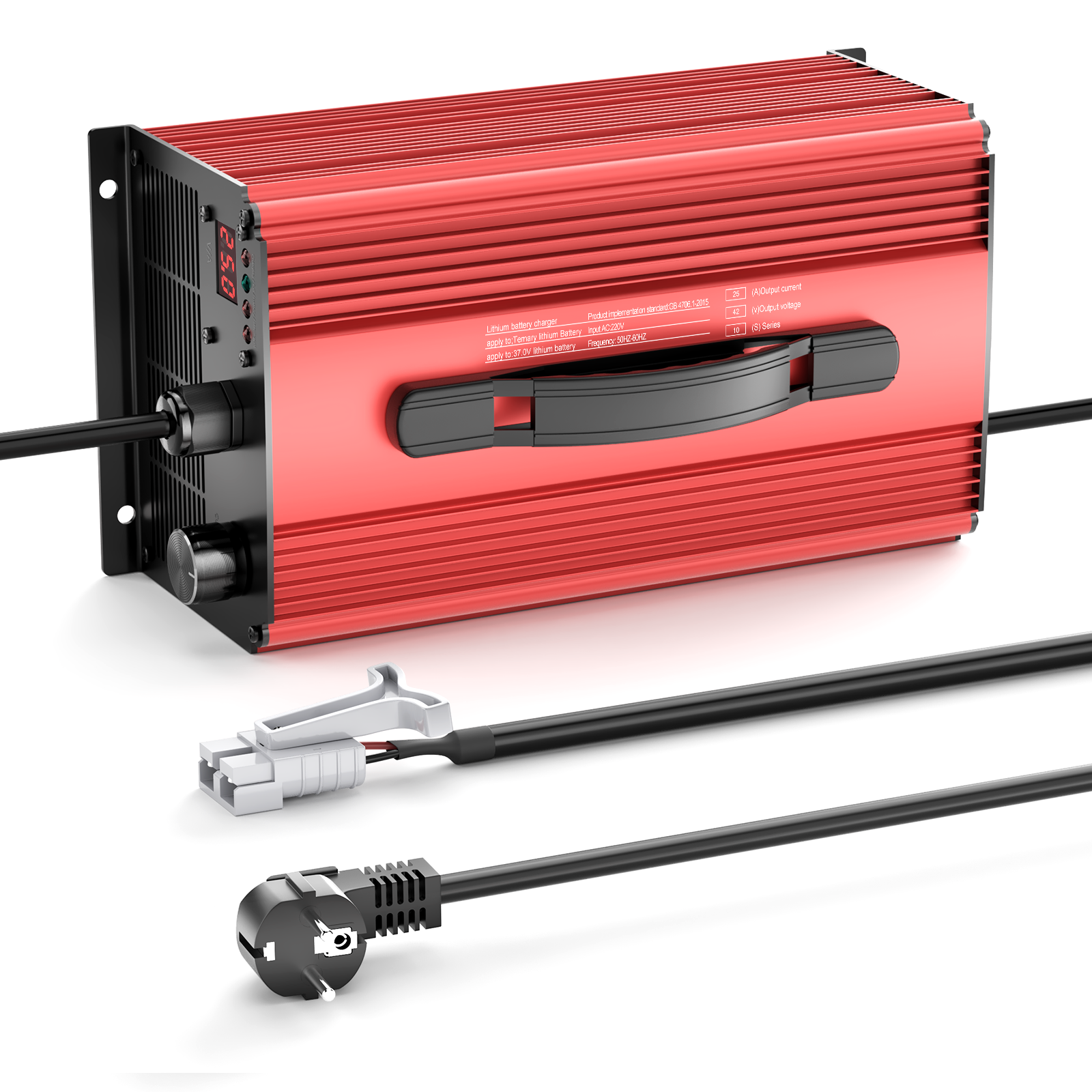 NOEIFEVO 42V 25A Lithium-Batterieladegerät für 37V (36V) 10S Lithium-Li-Ionen-Lipo-Batterie, LCD-Display, Strom einstellbar, Ladegerät für E-Bike, Roller, Elektromotorrad