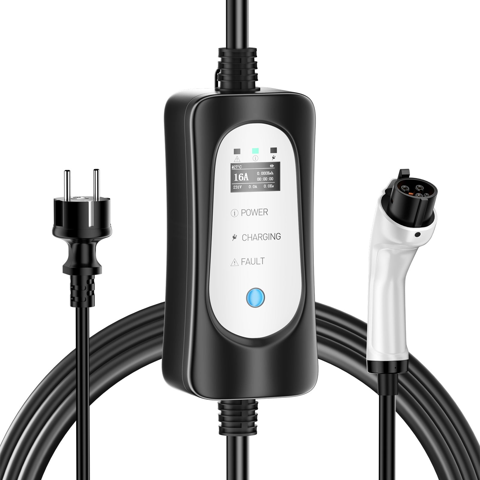 Tragbares Type2 3.6KW 16A EV-Ladegerät, 5 Meter mobiles EV-Ladekabel mit Schuko