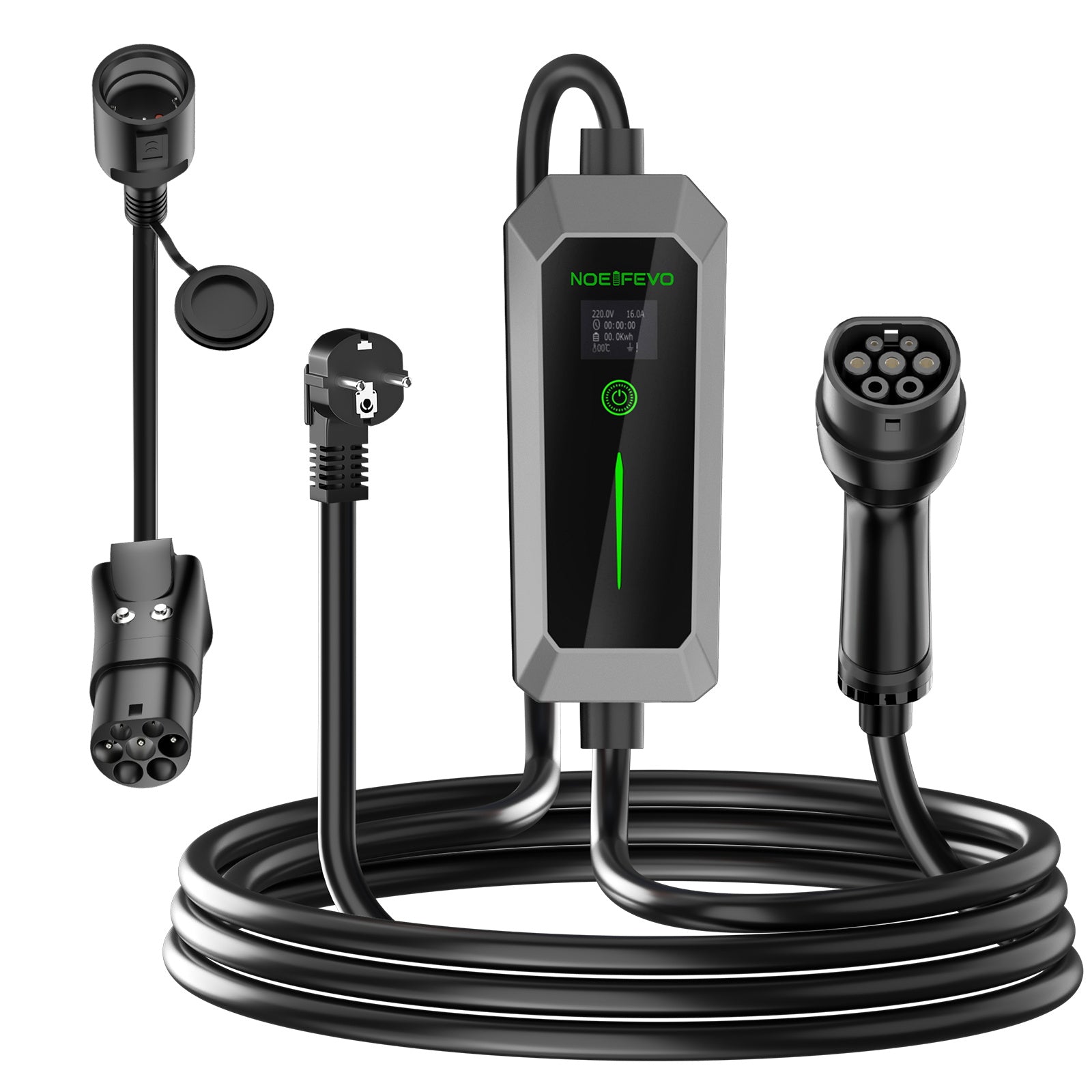 NOEIFEVO Typ 2 3.5 kW EV-Ladegerät, mobiles EV-Ladekabel mit Schuko, 5M/10M Ladekabel, Regenfest, Außeneinsatz