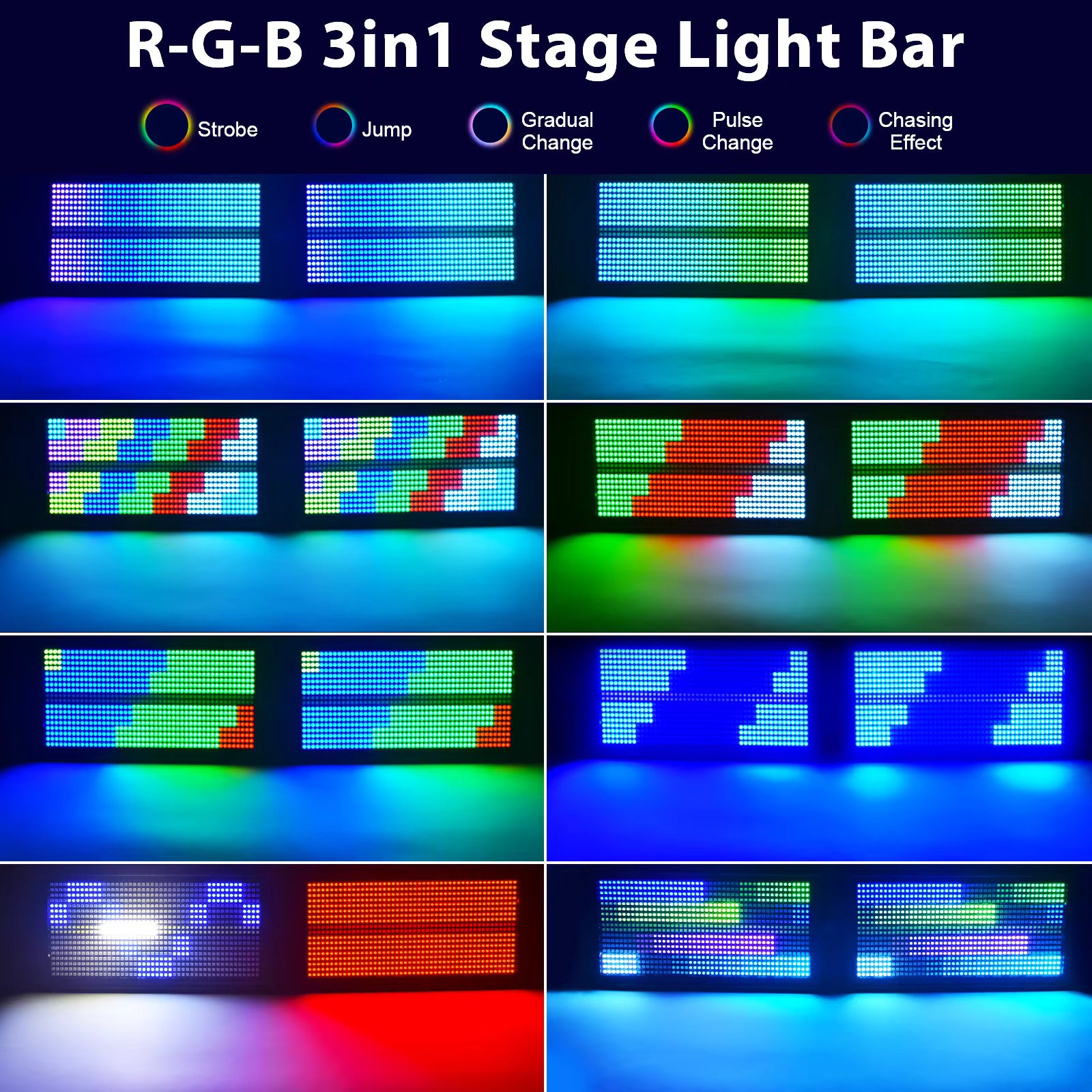 200W LED RGBW 48+8-Segment-Stroboskoplichter DMX512 Wash Bühnenlicht Uplight DJ-Lichter für Partys, Discos, Hochzeiten, Bars und KTVs