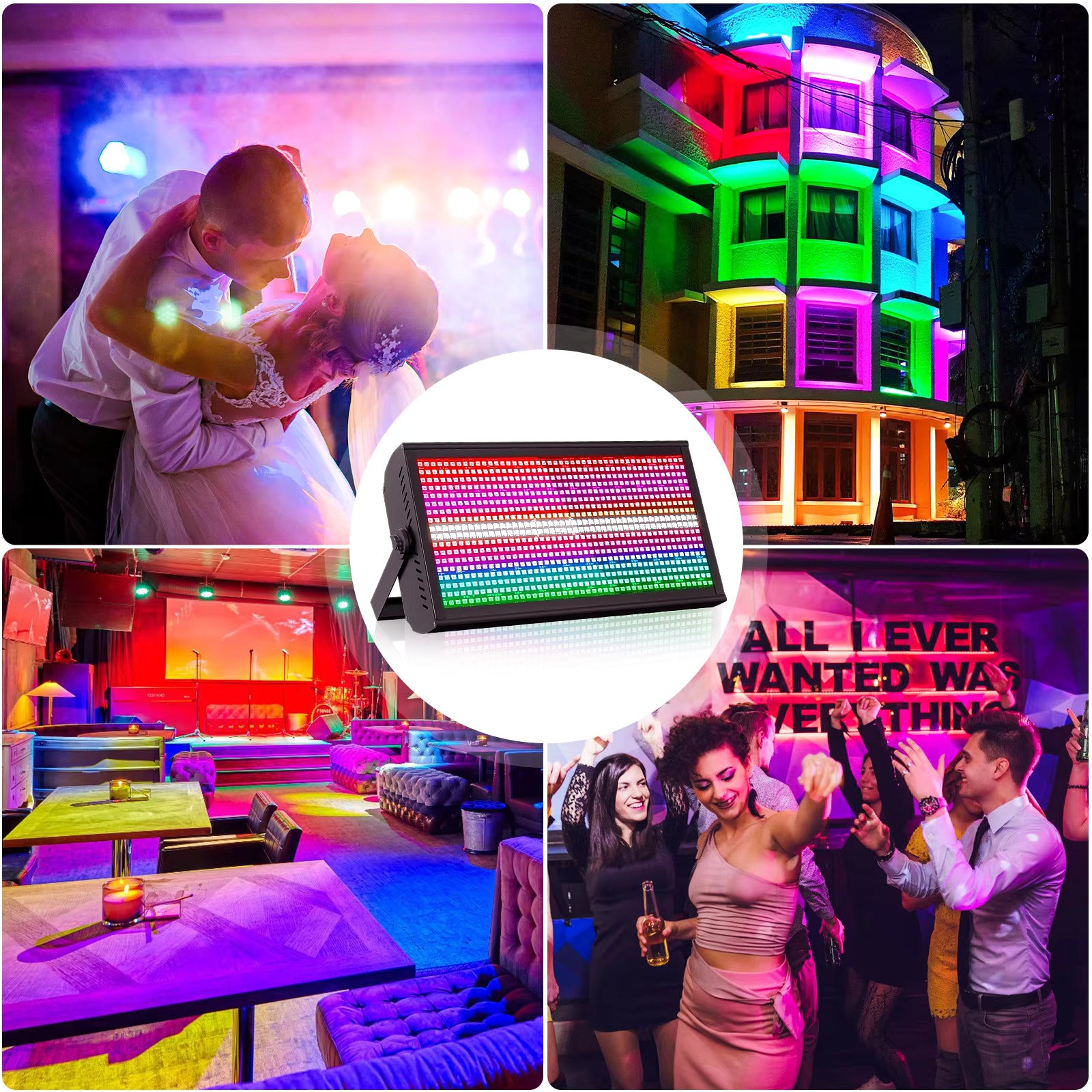 200W LED RGBW 48+8-Segment-Stroboskoplichter DMX512 Wash Bühnenlicht Uplight DJ-Lichter für Partys, Discos, Hochzeiten, Bars und KTVs