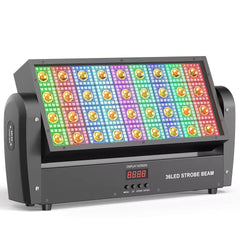 Svingende kvadratiske stroboskop-scenelys med 36 varmhvite LED-er og 648 RGB-lysgardiner (5050) til fester
