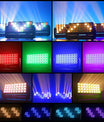 Svingende kvadratiske stroboskop-scenelys med 36 varmhvite LED-er og 648 RGB-lysgardiner (5050) til fester