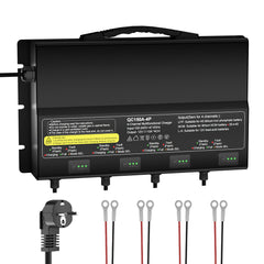 NOEIFEVO 12V 40A 4-Bank (10A/Bank) Universal-Batterieladegerät, 12V wasserdichtes LiFePO4-Lithium-Blei-Säure-Ladegerät für Wohnmobil, Boot, Motorrad, Rasenmäher, Trolling-Motor und Blei-Säure-Batterie