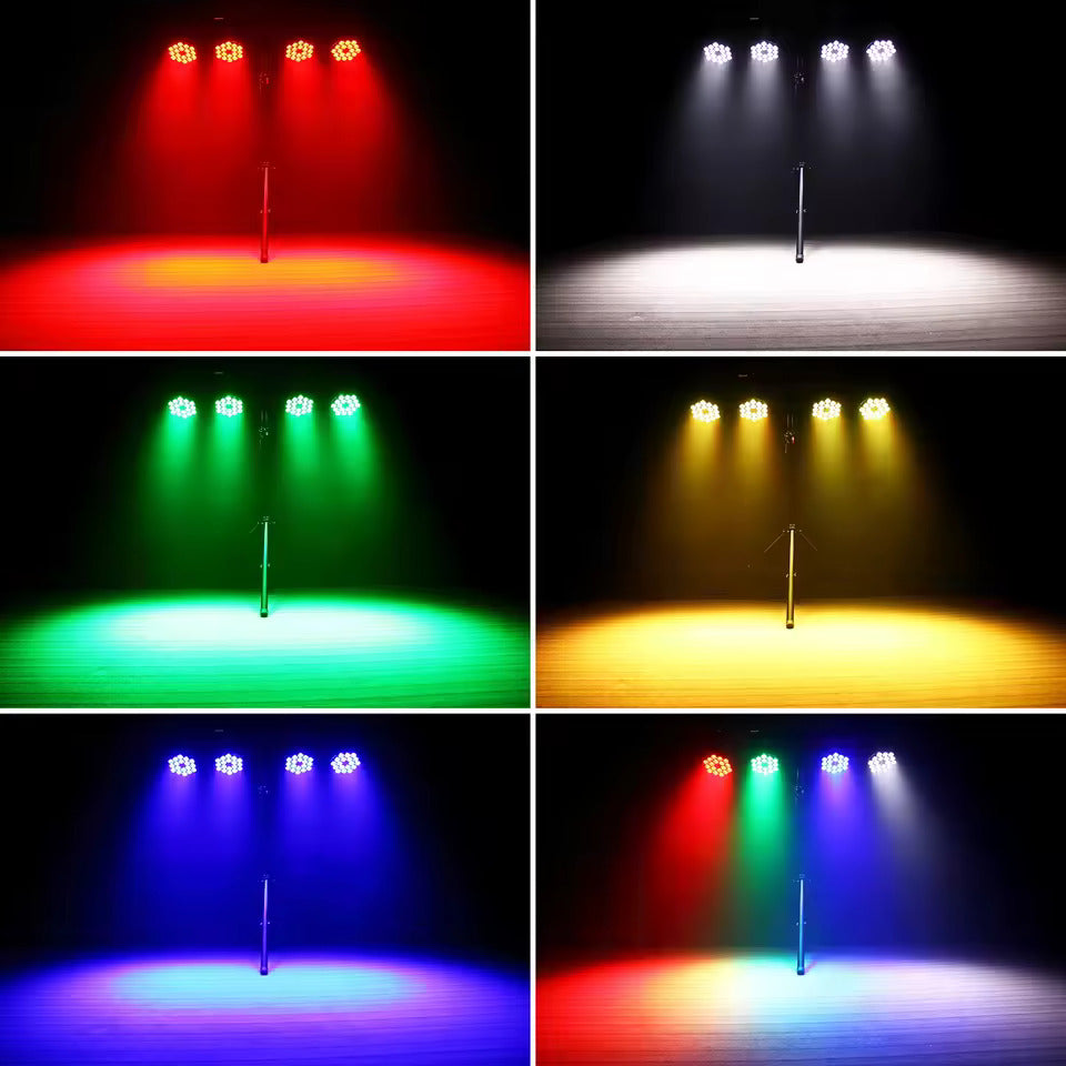 4 Stück LED-Partylicht, 200W 4-in-1 RGBW DMX-Bühnen-Flachstrahler, Effektlicht für DJ, Disco, Party, Urlaub, Bar, Hochzeit und Shows