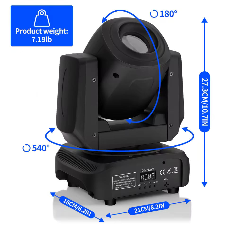 120W Gobo Moving-Head-Leuchte, 3-fach-Prisma-Bühnenlicht mit RGBW, DMX-gesteuert, LED-Strahler für KTV, DJ, Disco, Shows und Partys