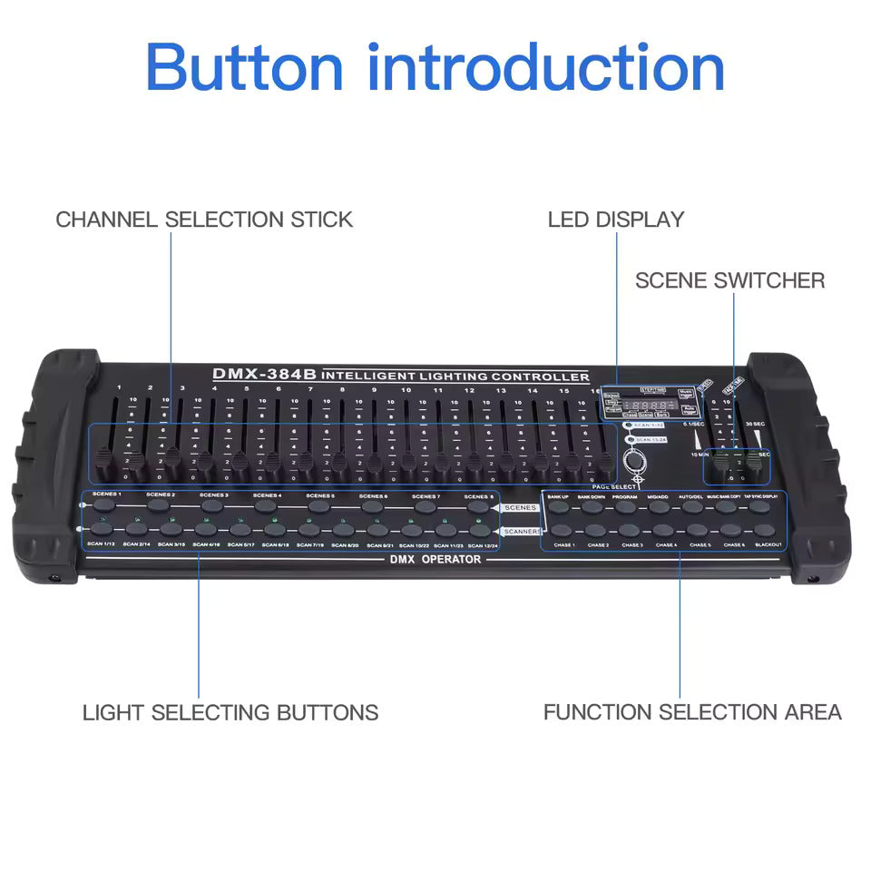 384-Kanal DMX512 Lichtpult – Professionelle Controller-Konsole für Live-Konzerte, KTV, DJ-Shows und Clubs