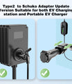 NOEIFEVO Typ 2-auf-Schuko-Adapter, Schuko-Steckdosenadapter zur Stromversorgung vom EV-Ladegerät oder der EV-Ladestation, mit Entriegelungstaste, CP- und PP-Kommunikationsprotokoll