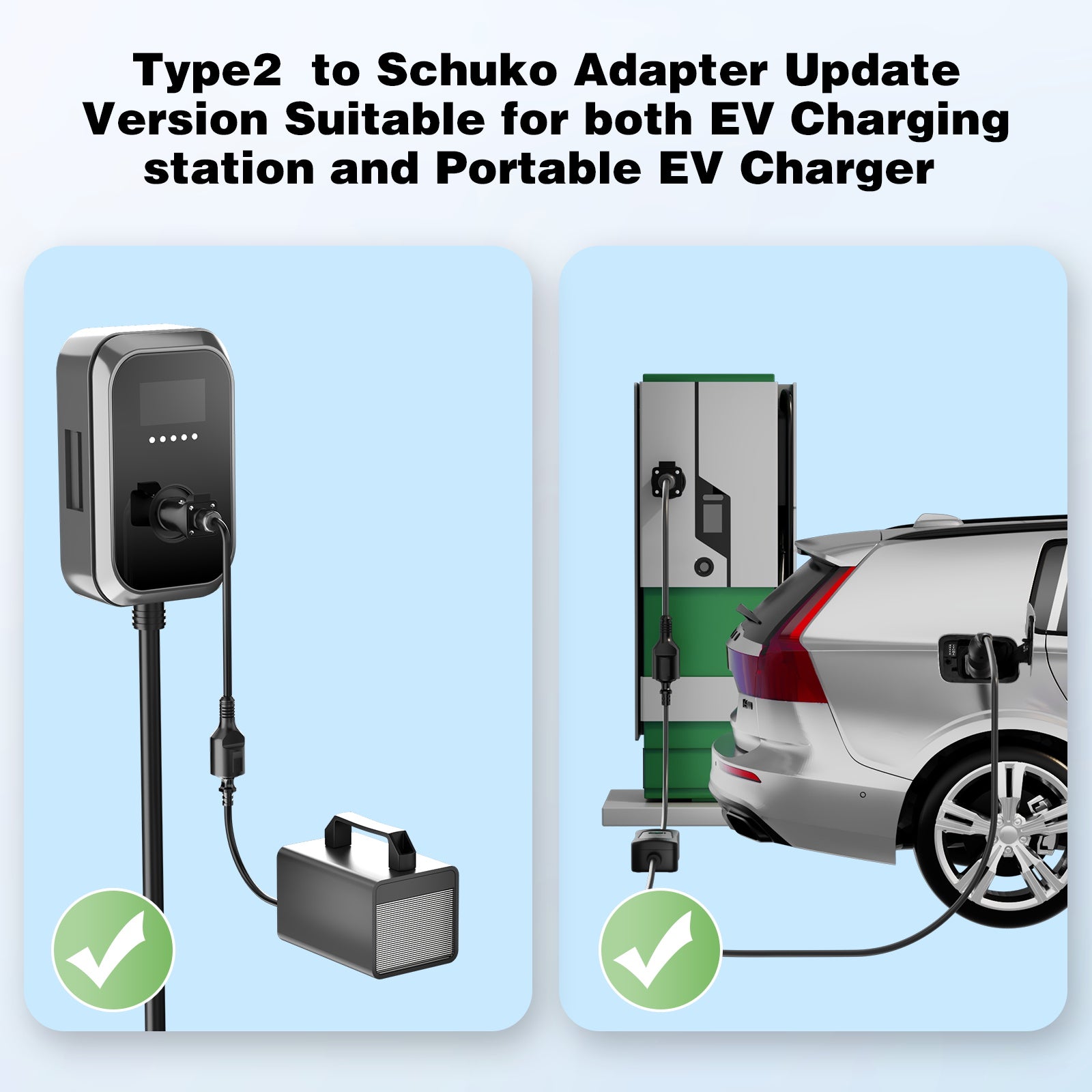 NOEIFEVO Typ 2 Stecker auf EU-Schuko-Adapter, 220 V Schuko-Steckdose für E-Bike/Roller/Elektrogerät zur Stromversorgung über EV-Ladegerät oder EV-Ladestation, Entriegelungsknopf, CP/PP