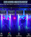 Laser-scene-projektor med RGB-laserskanningseffekter, LED-interiørbelysning for scene – ideell for DJs, diskotek, bursdag- og bryllupsfester. Støtter DMX512 og lydaktiv drift