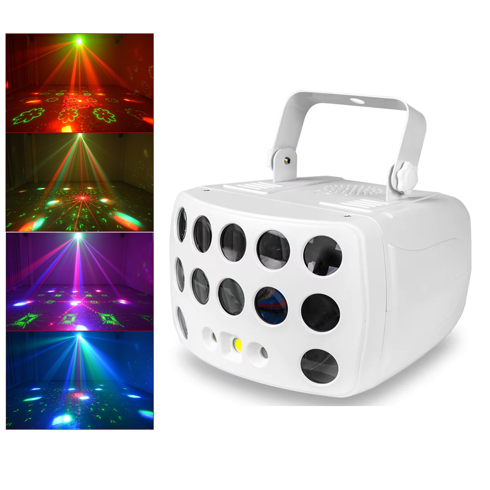 3-in-1 DMX RGBW Party-Licht, LED Laser Stroboskop Disco DJ Beam Spot Bühnenbeleuchtung, Tanzclub Hochzeit Schmetterlingslicht