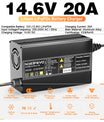 Noeifevo 14.6V 20A LiFePO4 Akku Ladegerät für 12V 12.8V LiFePO4 Lithium Batterie, 0V BMS Aktivieren, Automatische Abschaltung,Aluminiumlegierung Gehäuse