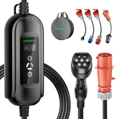 NOEIFEVO Mobile Wallbox/Ladestation 11kW [3-phasig|5m|6-16A] mit Traveller Adapter Set, Ladekabel CEE 16A auf Typ 2 und EV Ladegerät für Model Y/3, ID.3/4/5, MG4, EX30, e-up, e-tron, Zoe und andere EV
