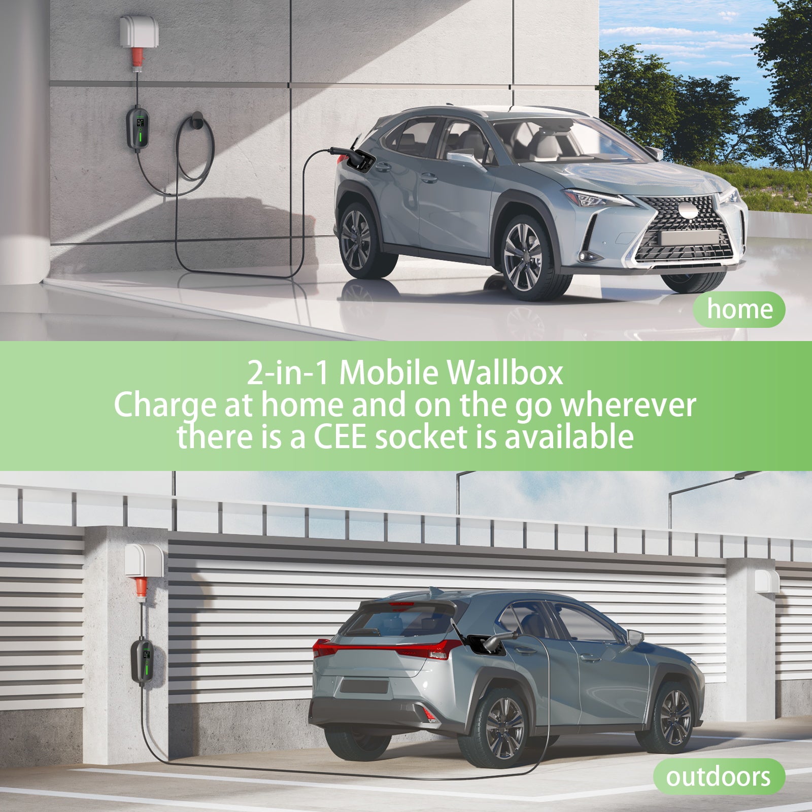 NOEIFEVO F097 EV Mobile Wallbox 11KW mit APP, 3-phasig 6-16A mit Einstellbarer Ladeleistung, Typ2 Ladekabel e auto, EV Ladegerät mit stromzähler