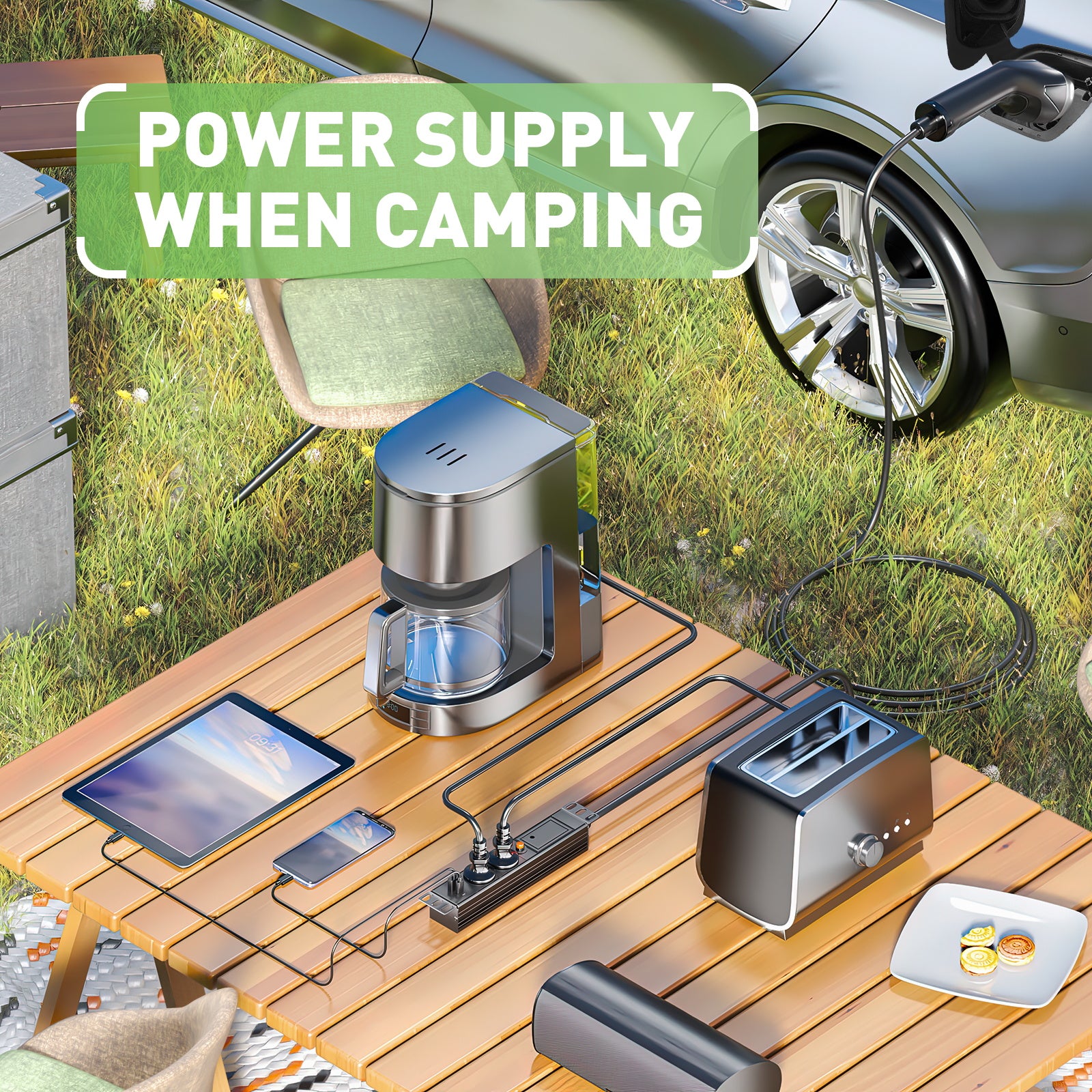 Noeifevo Fahrzeug zu Last (V2L) Adapter für MG und BYD ,Elektrofahrzeug-Entladeadapter 16A Typ 2 auf Schukosteckdose mit 5 Meter Kabel