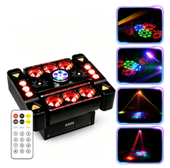 80W 6-ramenné RGB párty svetlo 360° Moving Head DJ pódiový reflektor s DMX512 a ovládaním hudbou – disko svetlo pre klub, párty, koncert, bar a Vianoce
