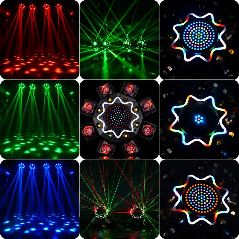 150W 8-ramenné RGB Laser Moving Head svetlo, DJ pódiové svetlo s diaľkovým ovládaním, DMX512 diskotékové svetlo na party, koncerty, bary a oslavy