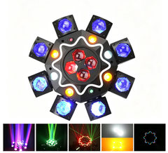 200W Bienenauge 8-ramenné svetlo s pohyblivou hlavou, DJ pódiové osvetlenie s podporou DMX512, RGBW 4-v-1 LED párty svetlo s diaľkovým ovládaním pre svadby, bary, kluby a diskotéky