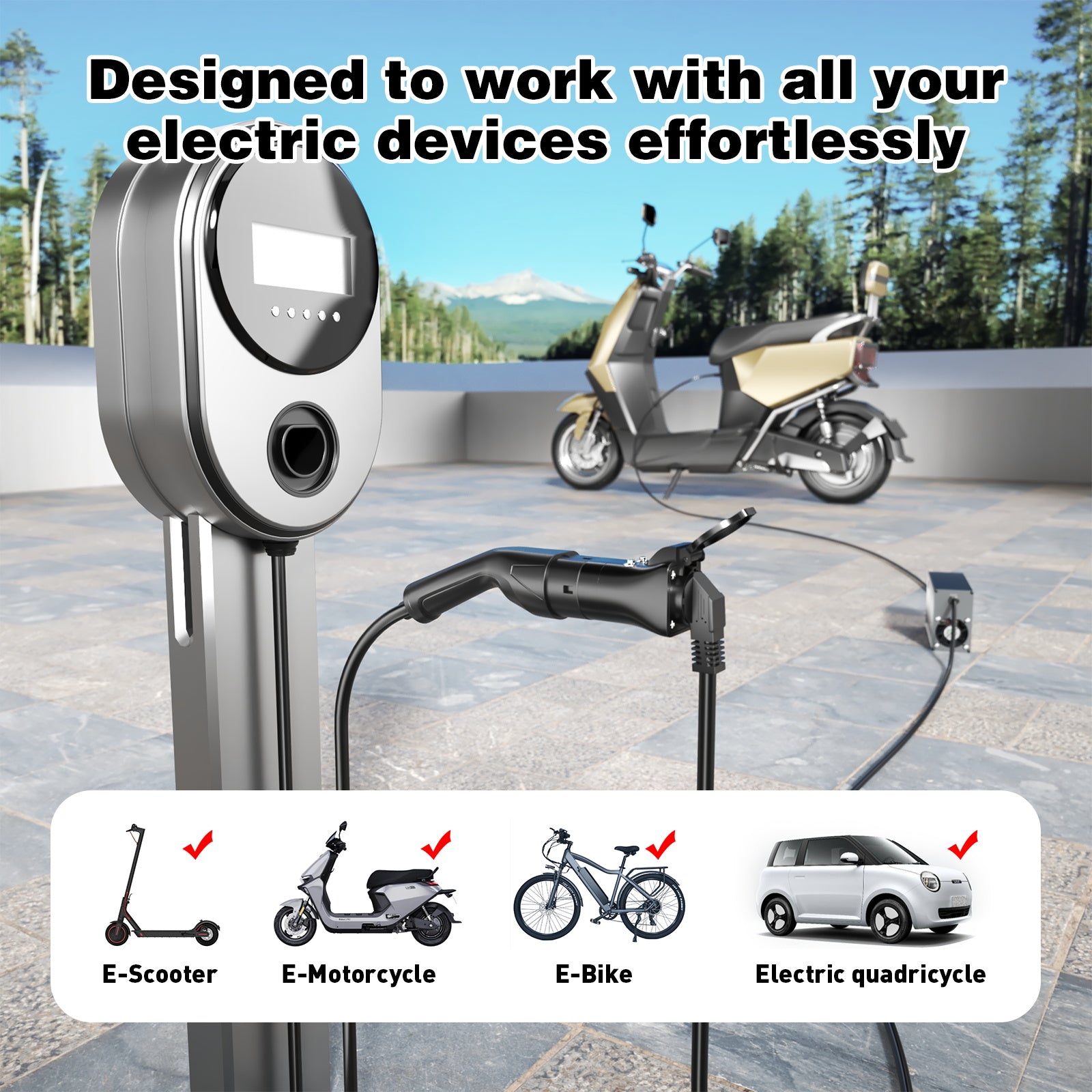 NOEIFEVO Typ 2-auf-Schuko-Adapter, Schuko-Steckdosenadapter zur Stromversorgung vom EV-Ladegerät oder der EV-Ladestation, mit Entriegelungstaste, CP- und PP-Kommunikationsprotokoll