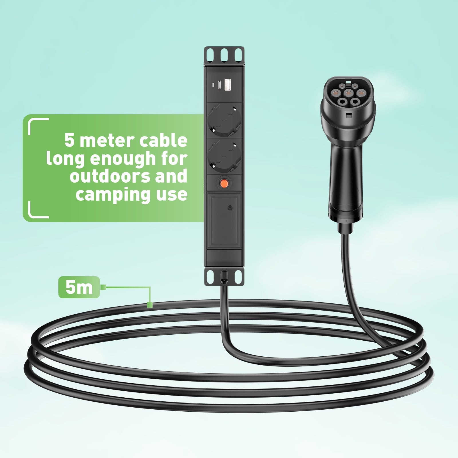 Noeifevo Fahrzeug zu Last (V2L) Adapter für MG und BYD ,Elektrofahrzeug-Entladeadapter 16A Typ 2 auf Schukosteckdose mit 5 Meter Kabel