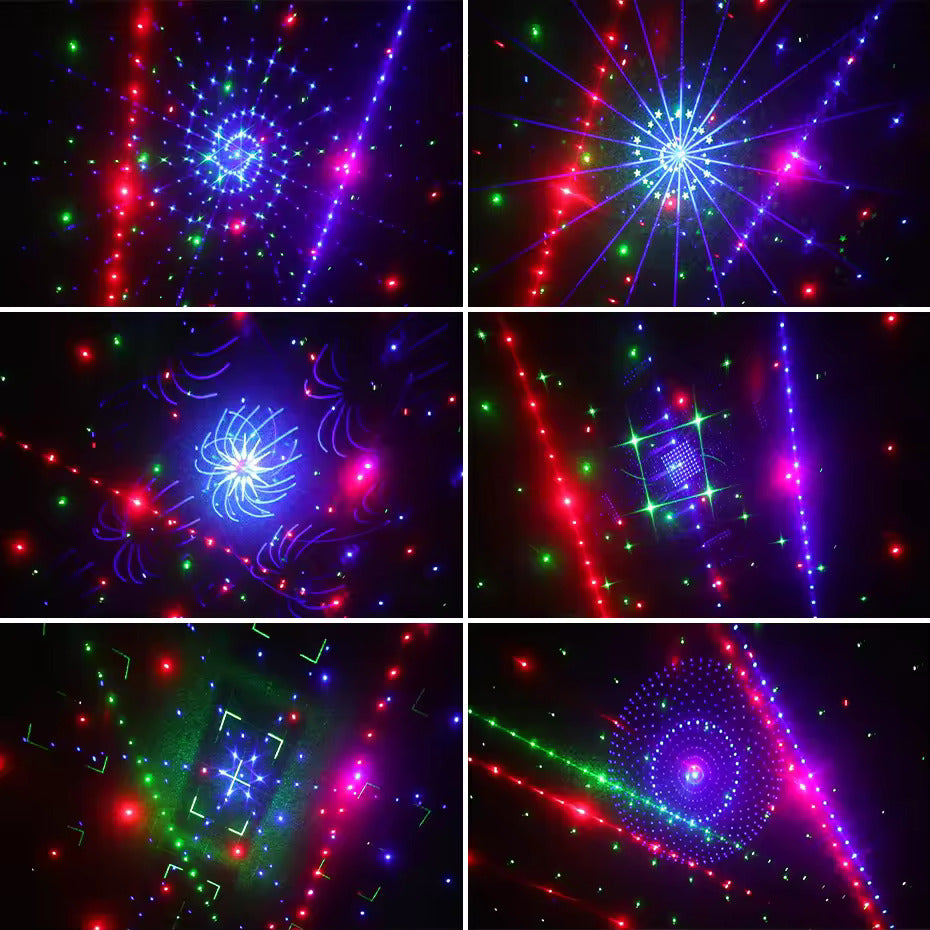 Discolys Partylys, LED RGB-lys DJ-projektor musikkstyrt DJ-discolys, DMX-effektspot for KTV, familietreff, bryllup, bursdag, Halloween