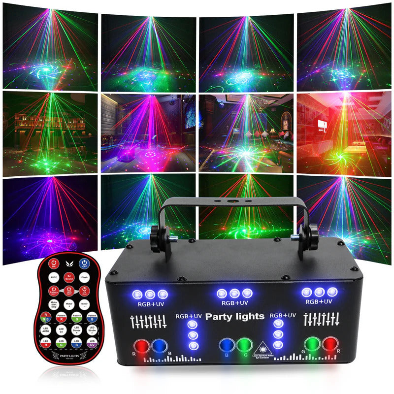 Discolys Partylys, LED RGB-lys DJ-projektor musikkstyrt DJ-discolys, DMX-effektspot for KTV, familietreff, bryllup, bursdag, Halloween