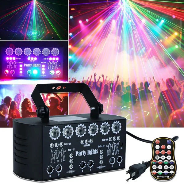 Discolys Partylys, LED RGB-lys DJ-projektor musikkstyrt DJ-discolys, DMX-effektspot for KTV, familietreff, bryllup, bursdag, Halloween