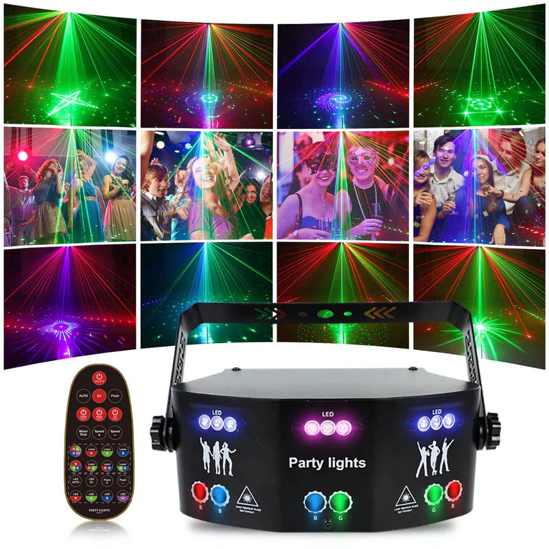 Discolys Partylys, LED RGB-lys DJ-projektor musikkstyrt DJ-discolys, DMX-effektspot for KTV, familietreff, bryllup, bursdag, Halloween
