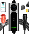 Noeifevo Typ2 Mobile EV Wallbox, 11KW 3-phasig CEE16A Einstellbarer Ladeleistung EV Ladegerät, 5m/10m/15m EV Ladekabel für Model Y/3, ID.3/4/5, MG4, EX30, e-up, e-tron, Zoe und andere EV