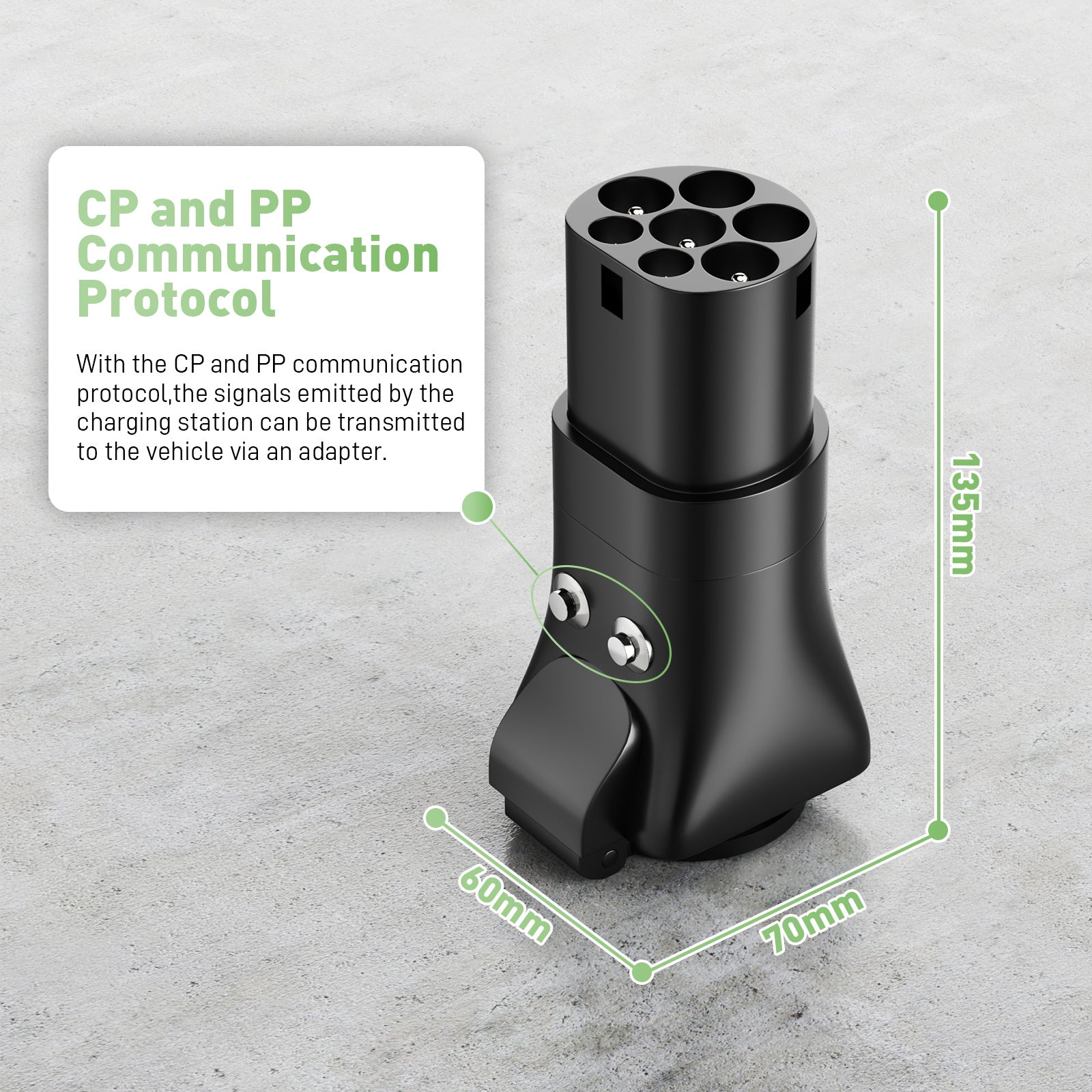 NOEIFEVO Typ 2-auf-Schuko-Adapter, Schuko-Steckdosenadapter zur Stromversorgung vom EV-Ladegerät oder der EV-Ladestation, mit Entriegelungstaste, CP- und PP-Kommunikationsprotokoll