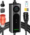 Noeifevo Typ2 Mobile EV Wallbox, 11KW 3-phasig CEE16A Einstellbarer Ladeleistung EV Ladegerät, 5m/10m/15m EV Ladekabel für Model Y/3, ID.3/4/5, MG4, EX30, e-up, e-tron, Zoe und andere EV