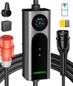 Noeifevo Typ2 Mobile EV Wallbox, 11KW 3-phasig CEE16A Einstellbarer Ladeleistung EV Ladegerät, 5m/10m/15m EV Ladekabel für Model Y/3, ID.3/4/5, MG4, EX30, e-up, e-tron, Zoe und andere EV