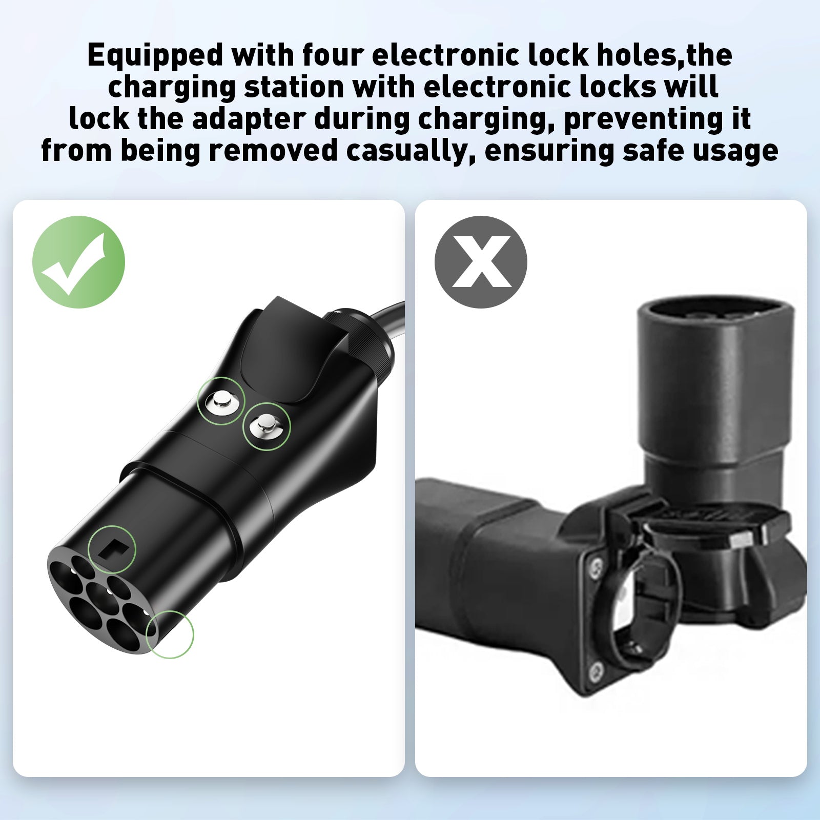 NOEIFEVO Typ 2 Stecker auf EU-Schuko-Adapter, 220 V Schuko-Steckdose für E-Bike/Roller/Elektrogerät zur Stromversorgung über EV-Ladegerät oder EV-Ladestation, Entriegelungsknopf, CP/PP