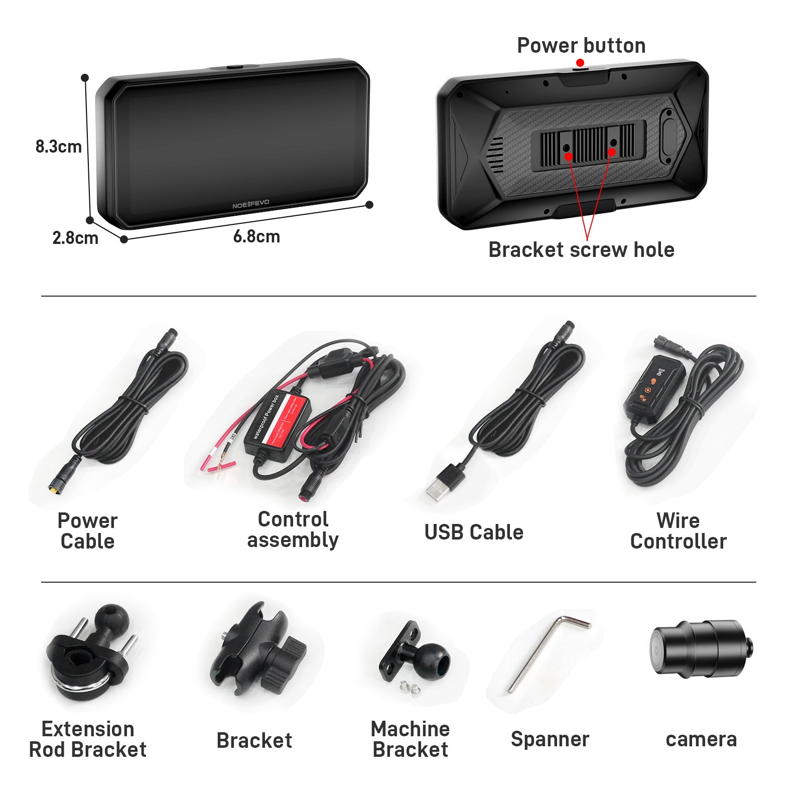 NOEIFEVO MT9B Motorrad-Carplay-Bildschirm mit Toter-Winkel-Erkennungsfunktion, kabelloses CarPlay und Android-Auto, tragbarer wasserdichter 6,3-Zoll-Touchscreen, verbessertes Dual-Bluetooth, Navigation