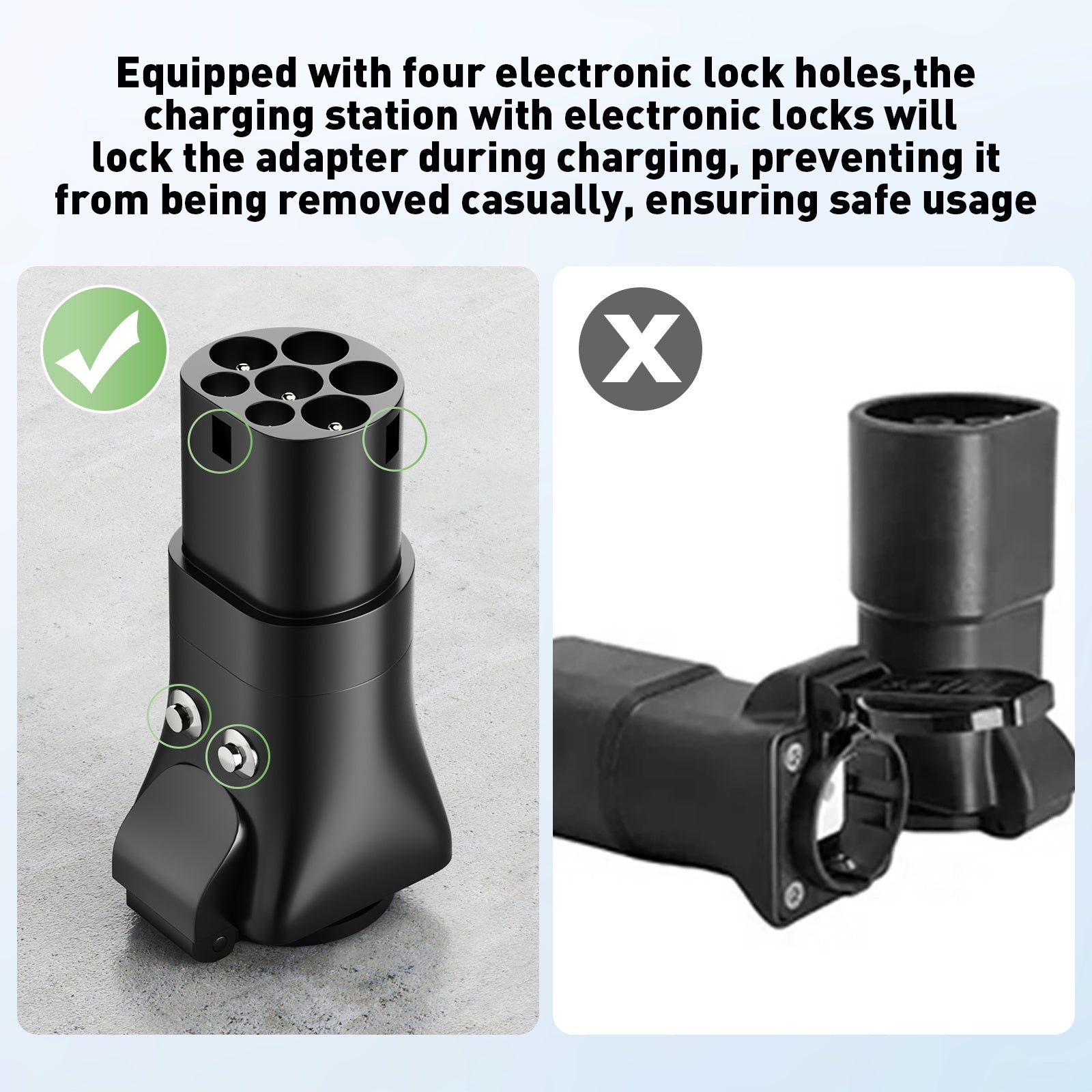 NOEIFEVO Typ 2-auf-Schuko-Adapter, Schuko-Steckdosenadapter zur Stromversorgung vom EV-Ladegerät oder der EV-Ladestation, mit Entriegelungstaste, CP- und PP-Kommunikationsprotokoll