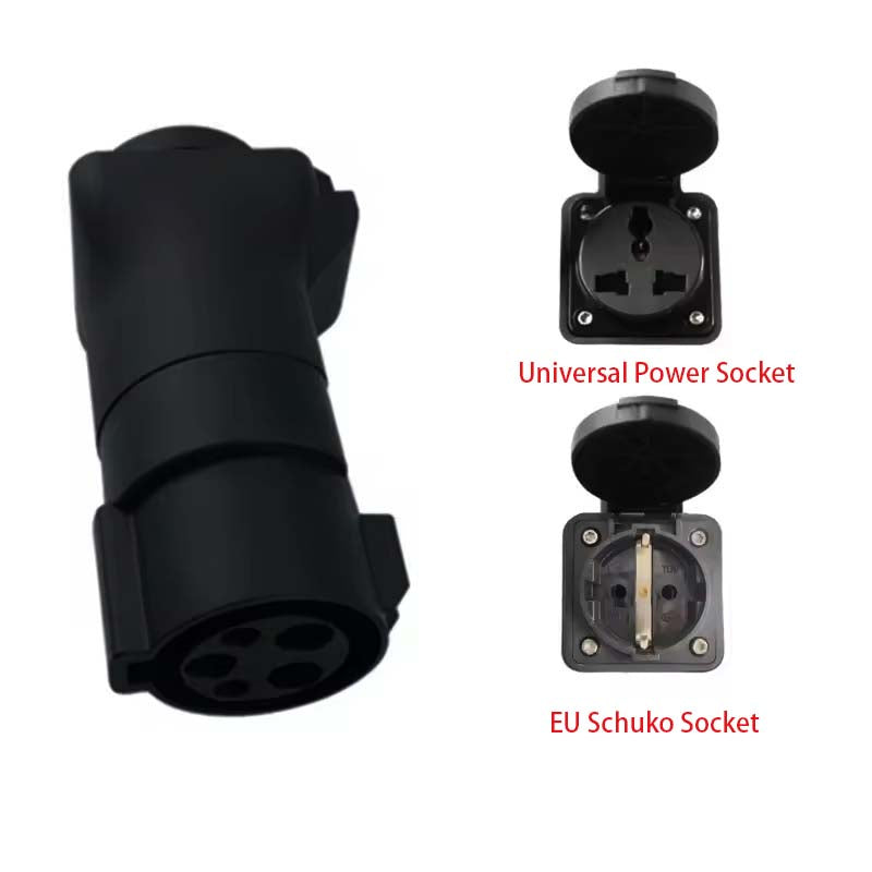Noeifevo J1772 Typ1-Stecker auf Schuko-Steckdosenadapter, 220 V 16 A EV-Ladeanschlussadapter EVSE-Stecker für Wohnmobil-Elektroroller
