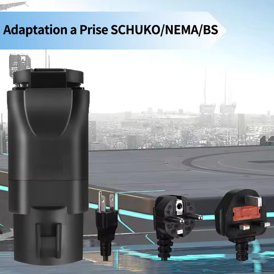 Noeifevo J1772 Typ1-Stecker auf Schuko-Steckdosenadapter, 220 V 16 A EV-Ladeanschlussadapter EVSE-Stecker für Wohnmobil-Elektroroller