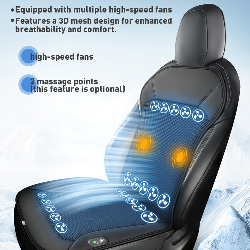 NOEIFEVO Auto Kühlsitzbezug, Sommer Kühlsitzkissen mit 20 Lüftern, Massage, Belüftung, Auto Sitzbezug mit Lüftern, 12V/24V Auto Frontsitze Kühlbezug (Schwarz, 1 Stück)