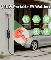 NOEIFEVO 11kW 3-Phasen Typ2 Mobile Wallbox mit EU-Reiseadapter (CEE32/CEE16A/Schuko/Type2 Stecker), 6-16 A Einstellbarer Ladestrom, 1-10 Stunden Verzögerungs-Ladung, CEE 16A auf Typ2 Tragbarer EV-Ladegerät Für alle Typ2 EV & PHEV