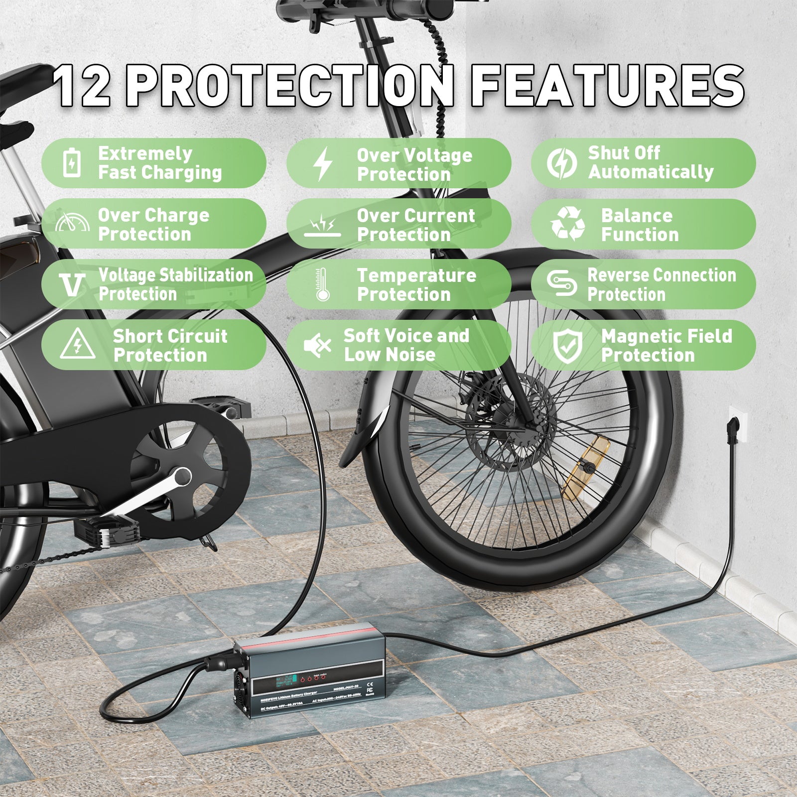 NOEIFEVO 2-10A Strom 42V-88,2V Spannung Einstellbar Li-Ion LiFePO4 Lithium-Ladegerät Für 36V 48V 60V 72V 74V Batterie（2025 Aktualisierte Version）
