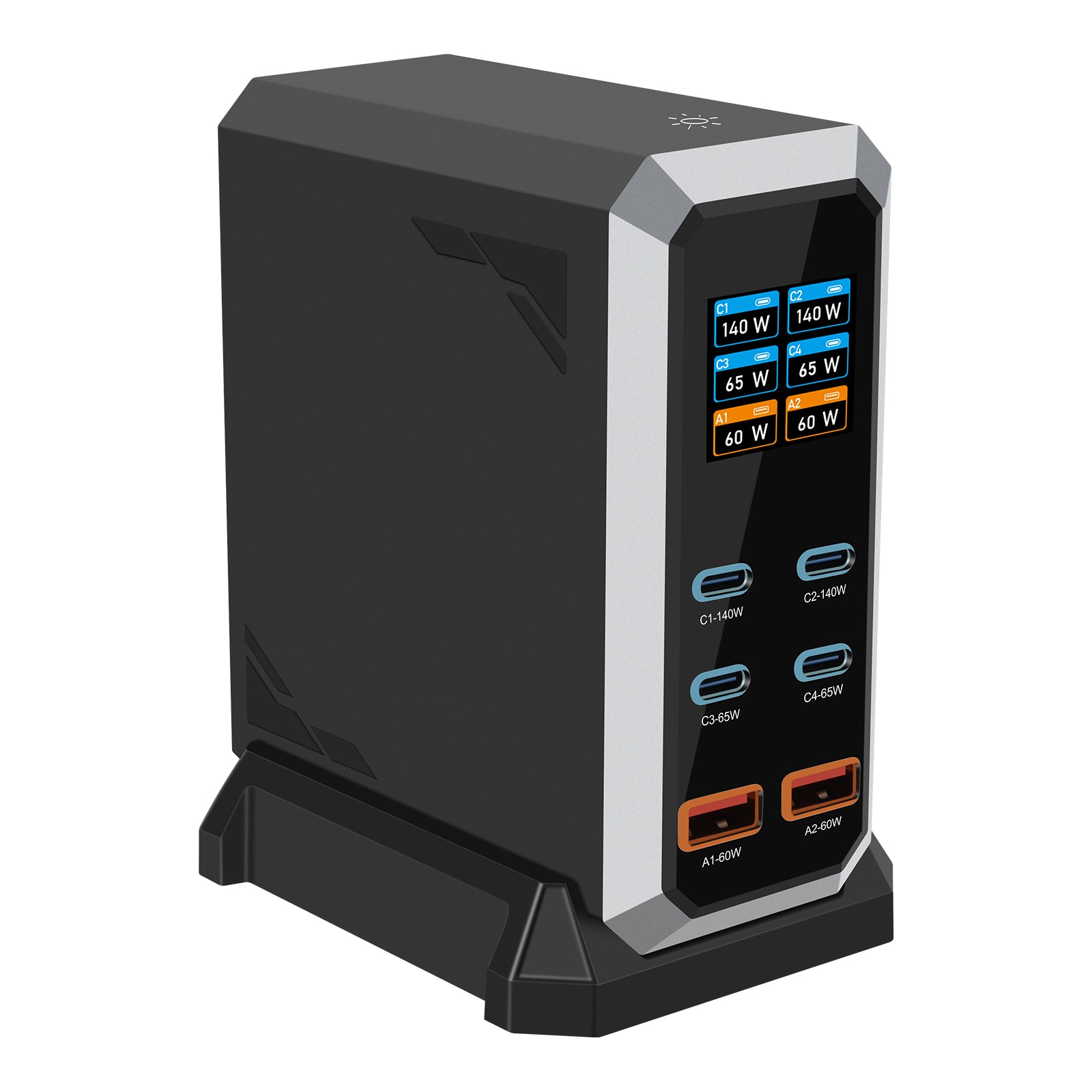 NOEIFEVO 240W USB-Ladestation mit 6 Anschlüssen, PD3.1 140W USB Typ-C & PPS/PD USB Typ-A Ladegerät – Desktop-Schnellladestation kompatibel mit MacBook, Laptops, Tablets, iPhone, Samsung Smartphones
