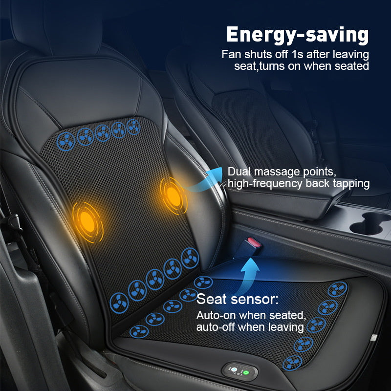 NOEIFEVO Auto Kühlsitzbezug, Sommer Kühlsitzkissen mit 20 Lüftern, Massage, Belüftung, Auto Sitzbezug mit Lüftern, 12V/24V Auto Frontsitze Kühlbezug (Schwarz, 1 Stück)