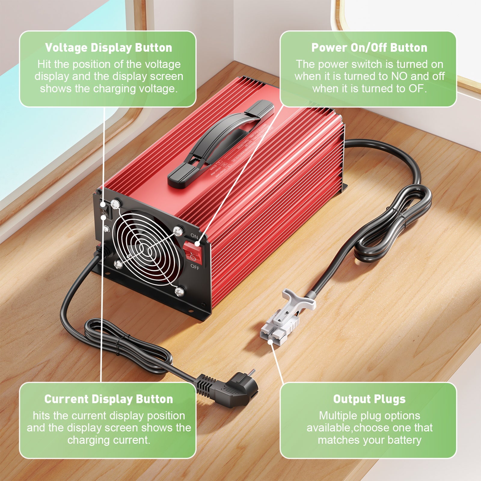NOEIFEVO 58.8V 25A Lithium-Batterieladegerät für 51.8V (48V) 14S Lithium-Li-Ionen-Lipo-Batterie, LCD-Display, Strom einstellbar, Ladegerät für E-Bike, Roller, Elektromotorrad