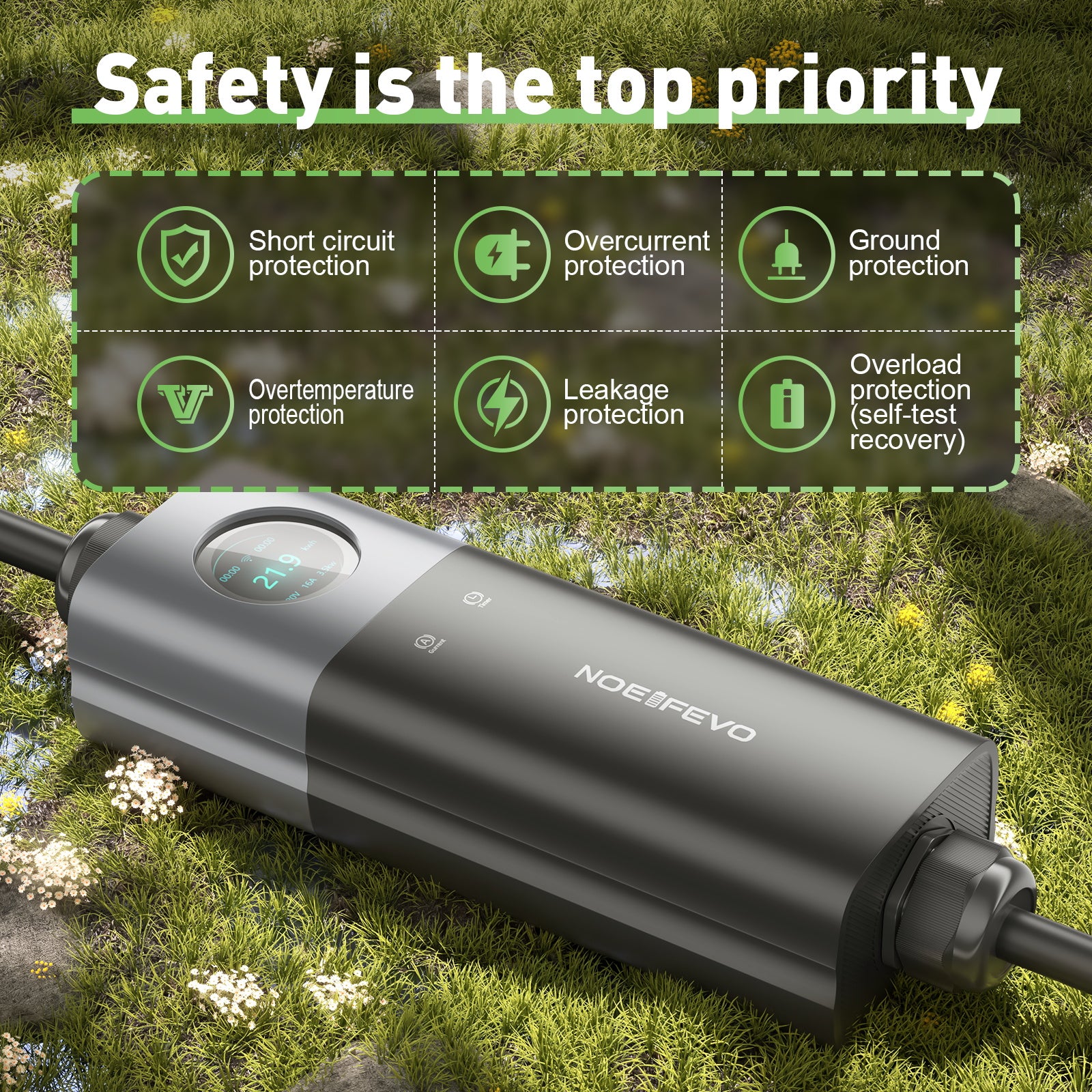 NOEIFEVO Master Traveller EV Wallbox 11kW mit App, Mobile Ladestation 3-Phasen 400V (6-16A einstellbar), 5m/10m Type 2 Ladekabel mit EU-Reiseadapter (CEE32/CEE16A/Schuko/Type2 Stecker), IP65 wasserdicht, RCD B Schutz Ladegerät