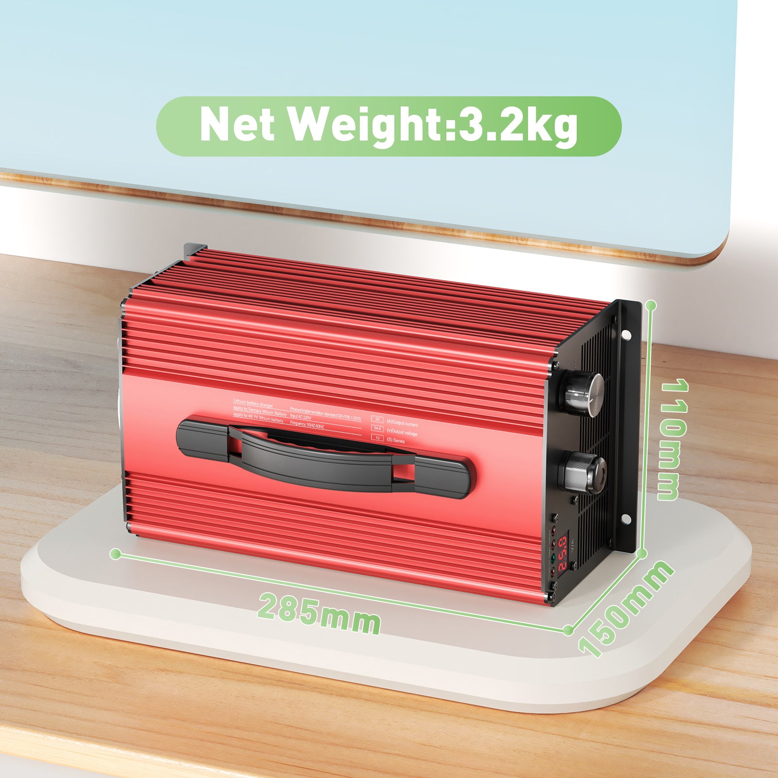 NOEIFEVO 54.6V 25A Lithium-Batterieladegerät für 48.1V (48V) 13S Lithium-Li-Ionen-Lipo-Batterie, LCD-Display, Strom einstellbar, Ladegerät für E-Bike, Roller, Elektromotorrad