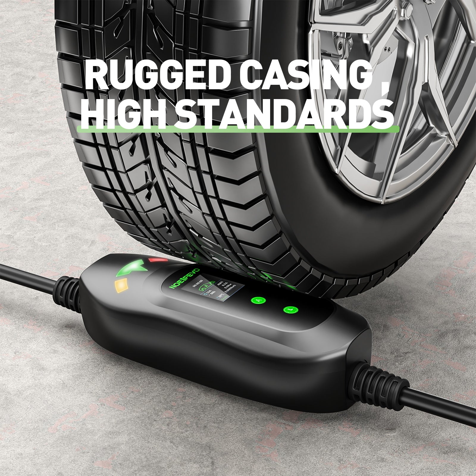 NOEIFEVO Master Traveller EV Wallbox 11kW mit Tesla Unlock-Taste, Mobile Ladestation 3-Phasen 400V (6-16A einstellbar), 5m/10m Type 2 Ladekabel mit EU-Reiseadapter (CEE32/CEE16A/Schuko/Type2 Stecker).