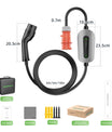 NOEIFEVO EV Wallbox 11kW, Mobile Ladestation 3-Phasen 400V (6-16A einstellbar), Type 2 Ladekabel mit EU-Reiseadapter (CEE32/CEE16A/Schuko/Type2 Stecker), für Model Y/3, ID.3/4/5, MG4, EX30, Zoe und andere PHEV/EV.